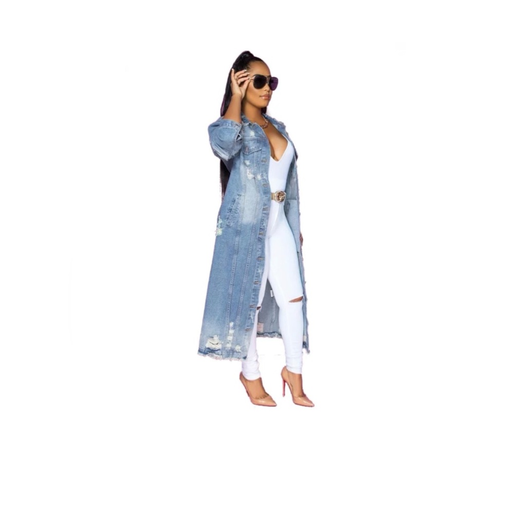 Distressed denim dress